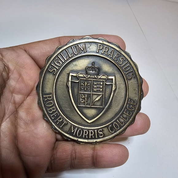Large Brass Robert Morris College 50 Years Of Academic Growth Award Medal/token - Picture 1 of 4